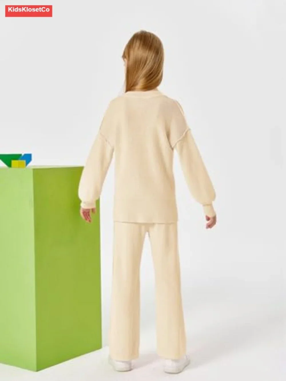 Girls 2-Piece Sweatsuit Set Long Sleeve Crewneck Sweater Wide Leg Pants Casual